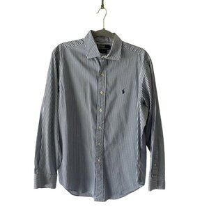 Polo Ralph Lauren Mens blue stripe button up long sleeved shirt men’s sz L 100%